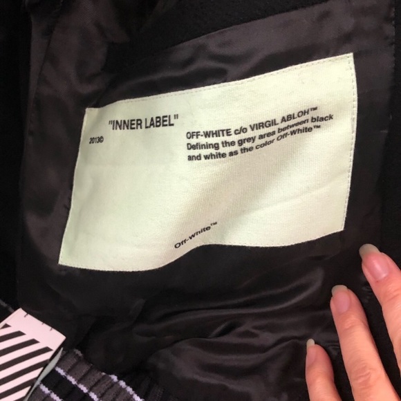 Off-White Lines bomber jacket in wool black colour - Picture 8 of 11